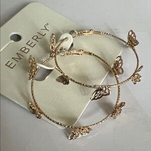 Emberly Rose Gold Butterfly Hoop Earrings